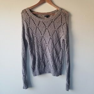  American Eagle: Grey open crochet sweater SP